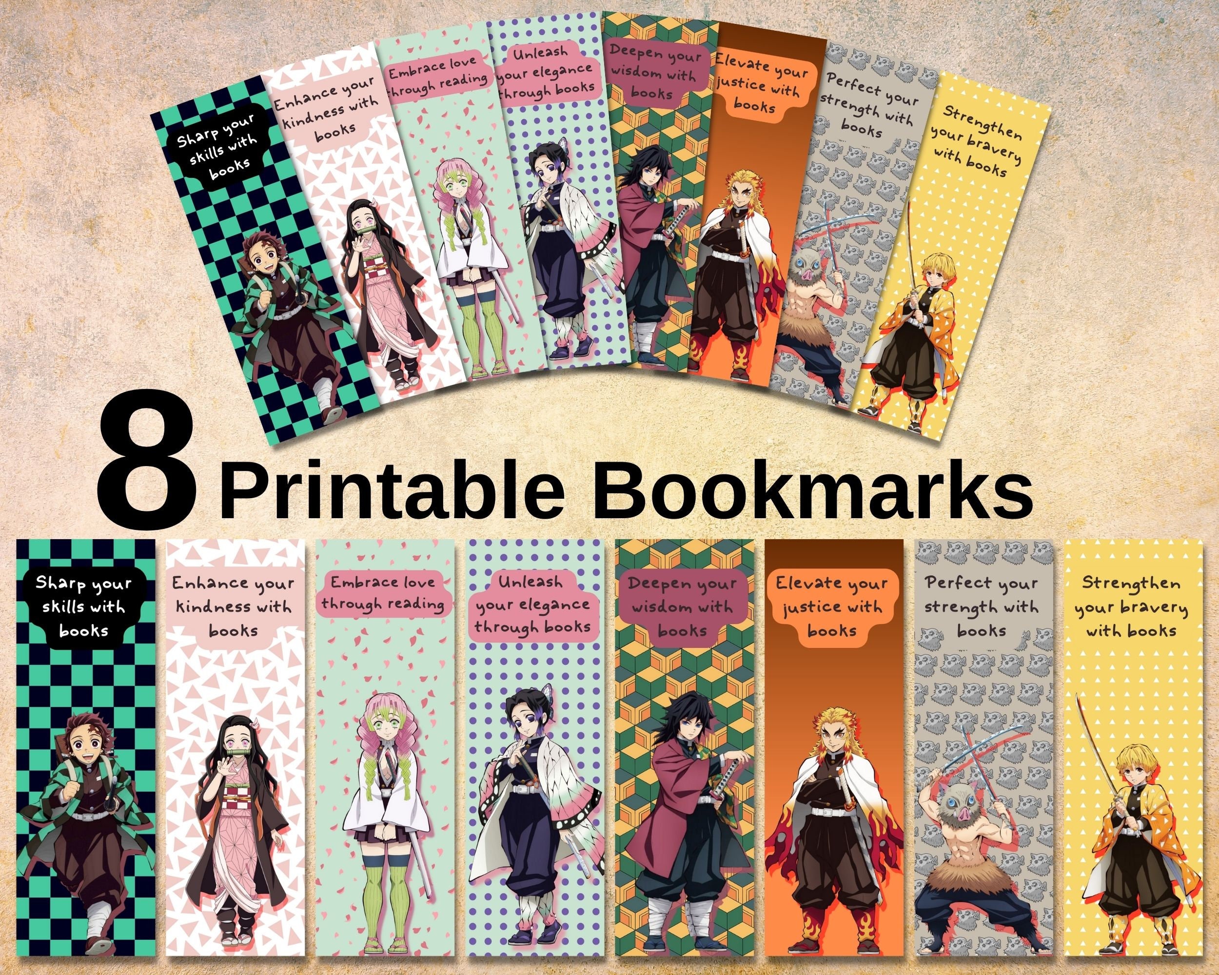 Animestyle Dragon Printable Bookmark Set Printable  Etsy