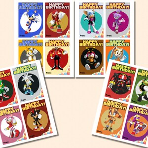 Sonic Birthday Card Bundle Printable Sonic Birthday Greeting - Etsy