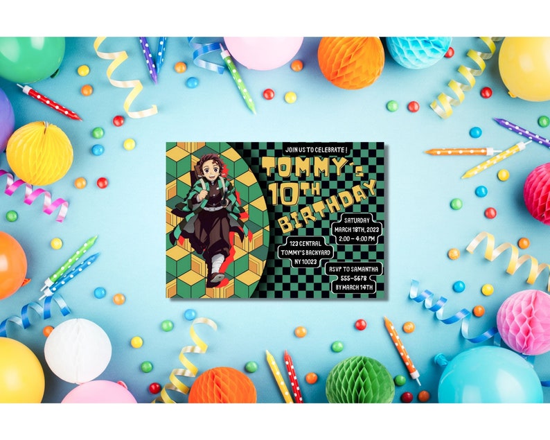 Printable Anime Birthday Invitation Customizable Birthday - Etsy