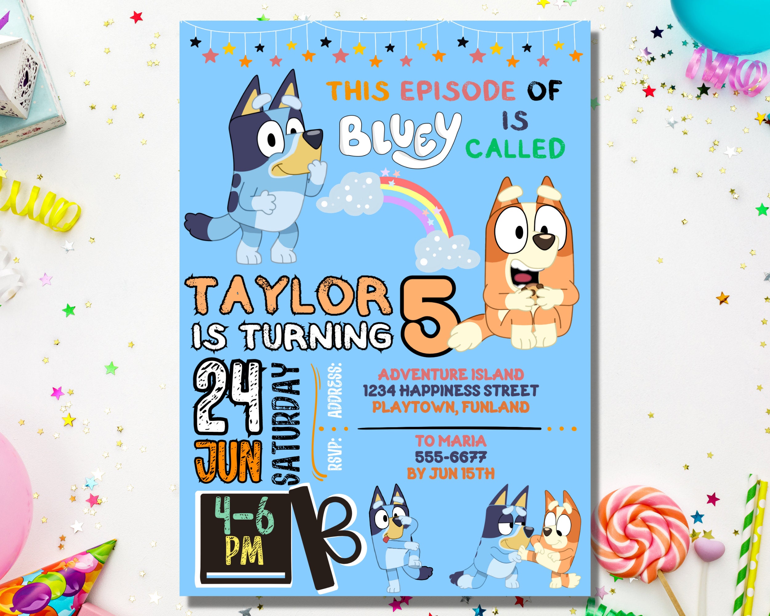 Printable Bluey Birthday Invitation Bluey and Bingo Birthday - Etsy