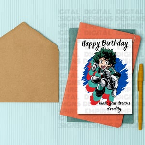 Printable My Hero Anime Birthday Card, Birthday Card for Kids, Birthday ...