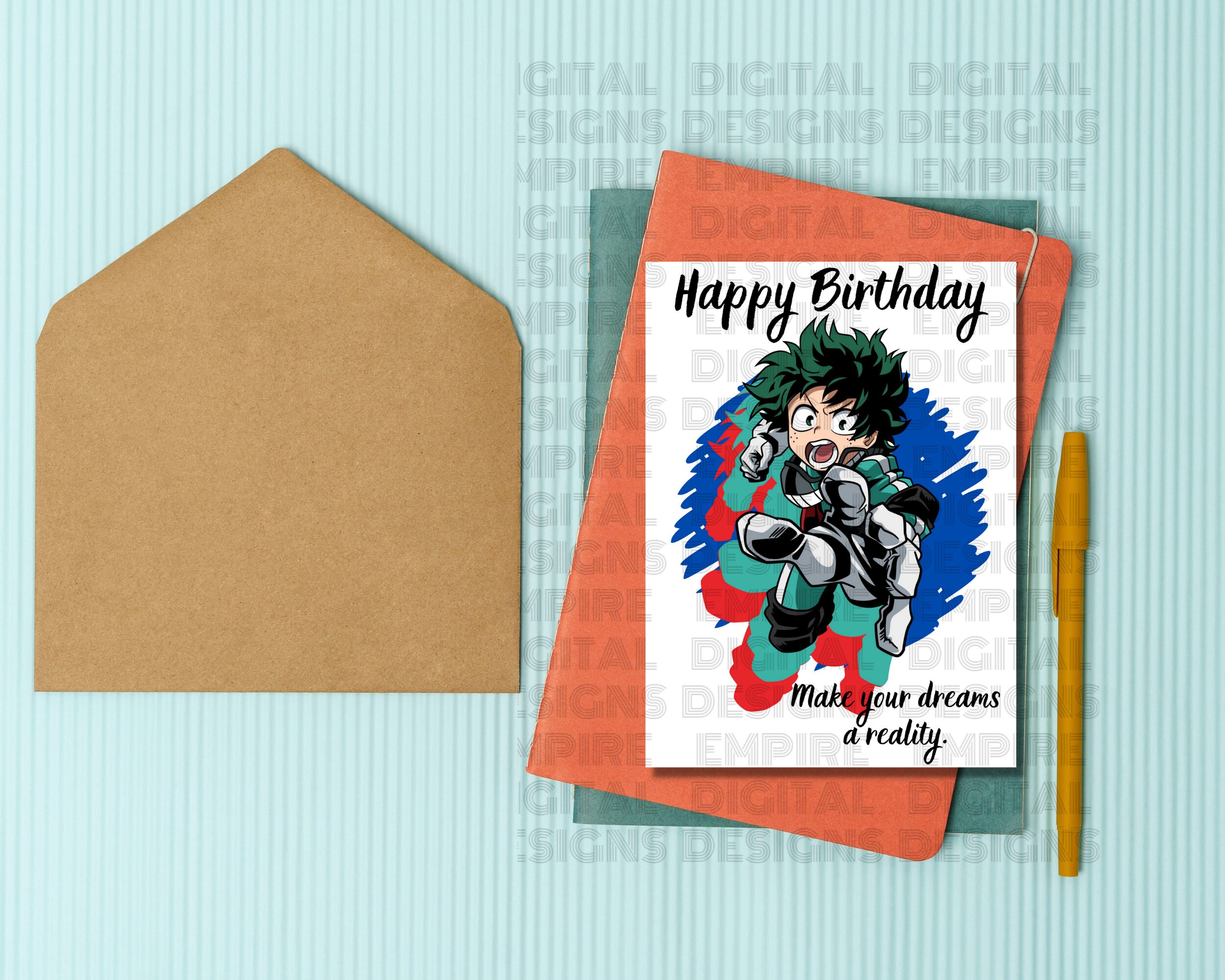 Printable My Hero Anime Birthday Card, Birthday Card for Kids, Birthday ...