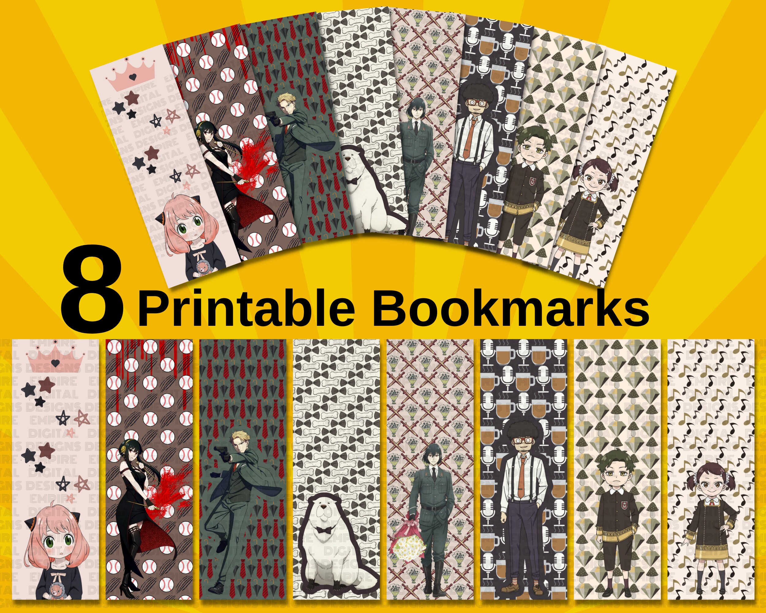 Buy Anime Printable Bookmark Set Printable Bookmarks Template Online in  India  Etsy