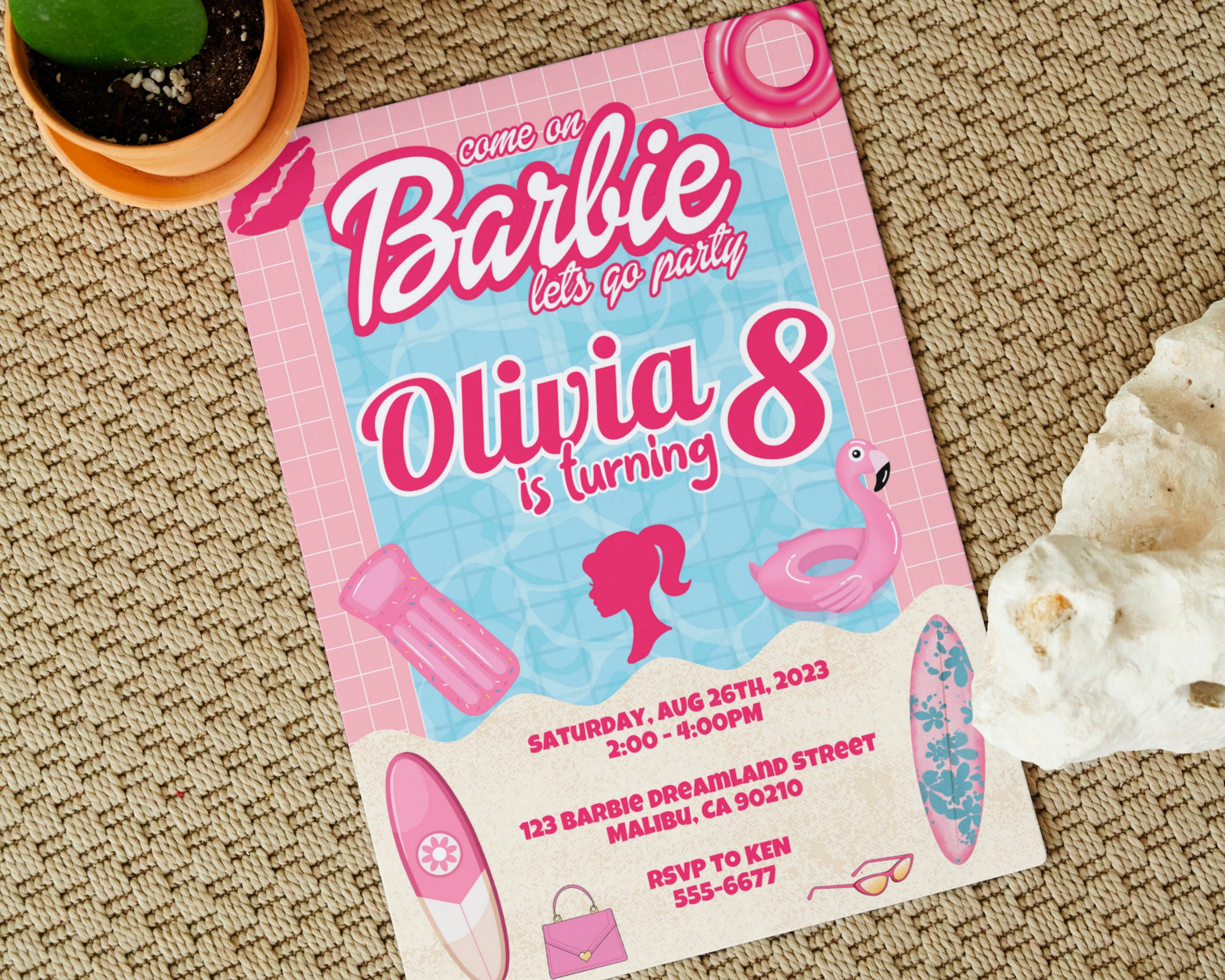 Editable Barbi Birthday Party Invitation Barbi Pool Party Etsy Australia