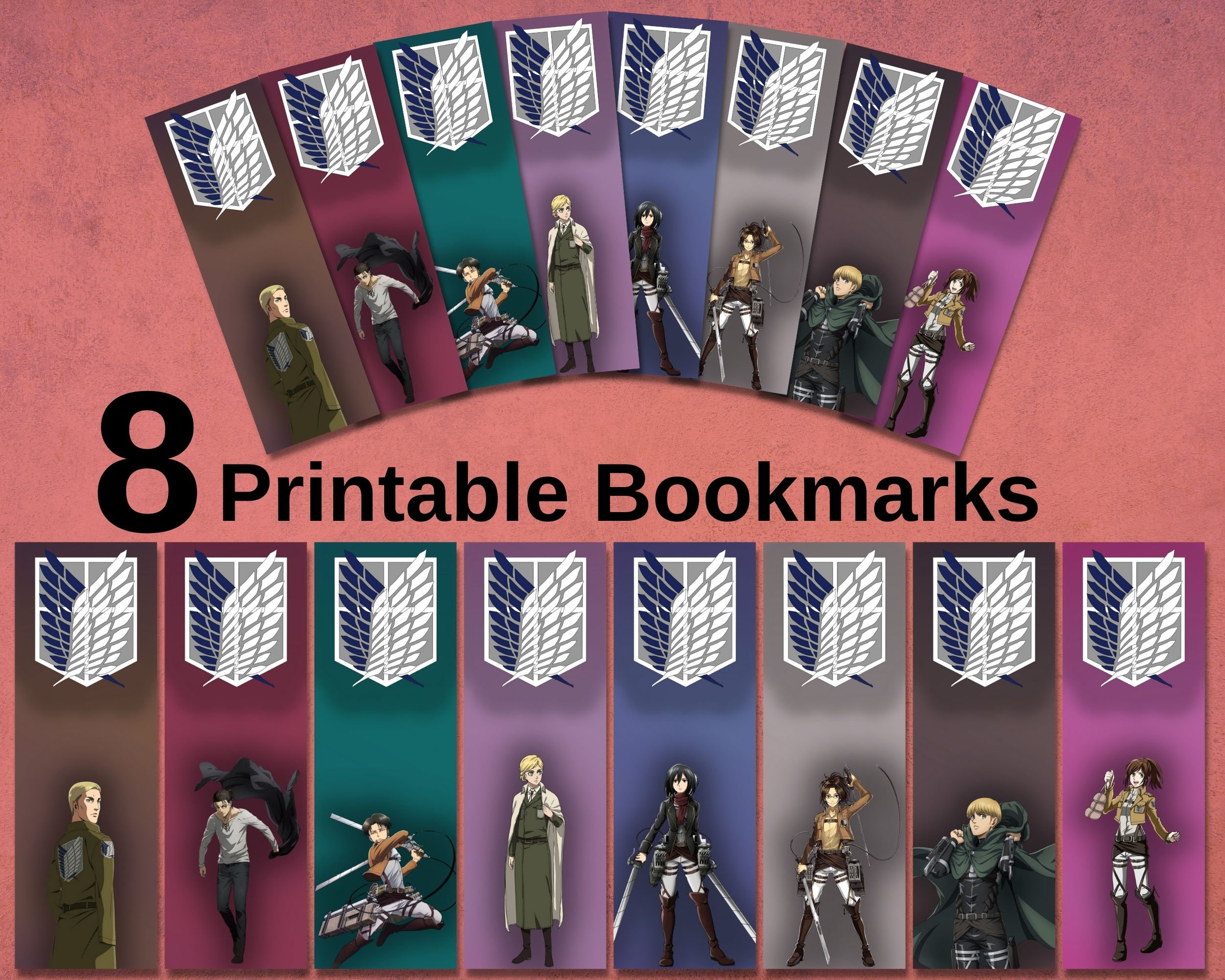Anime Printable Bookmarks Titan Themed Digital Print - Etsy