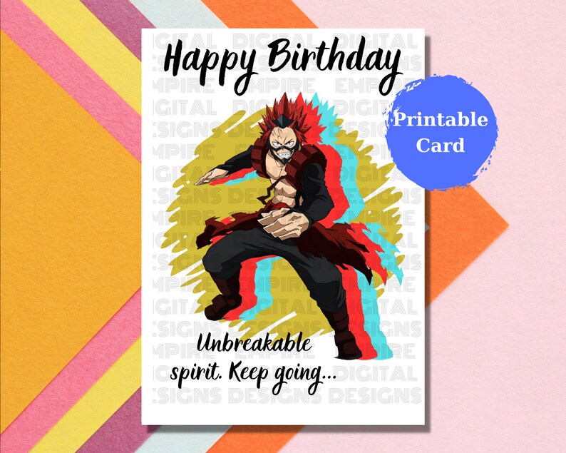 Printable Birthday Card for Kids Anime Birthday Card - Etsy
