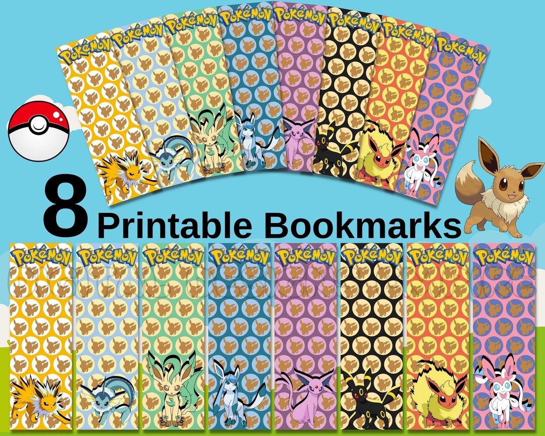 Eevee Evolutions Bookmarks Printable Pokemon Bookmark Etsy