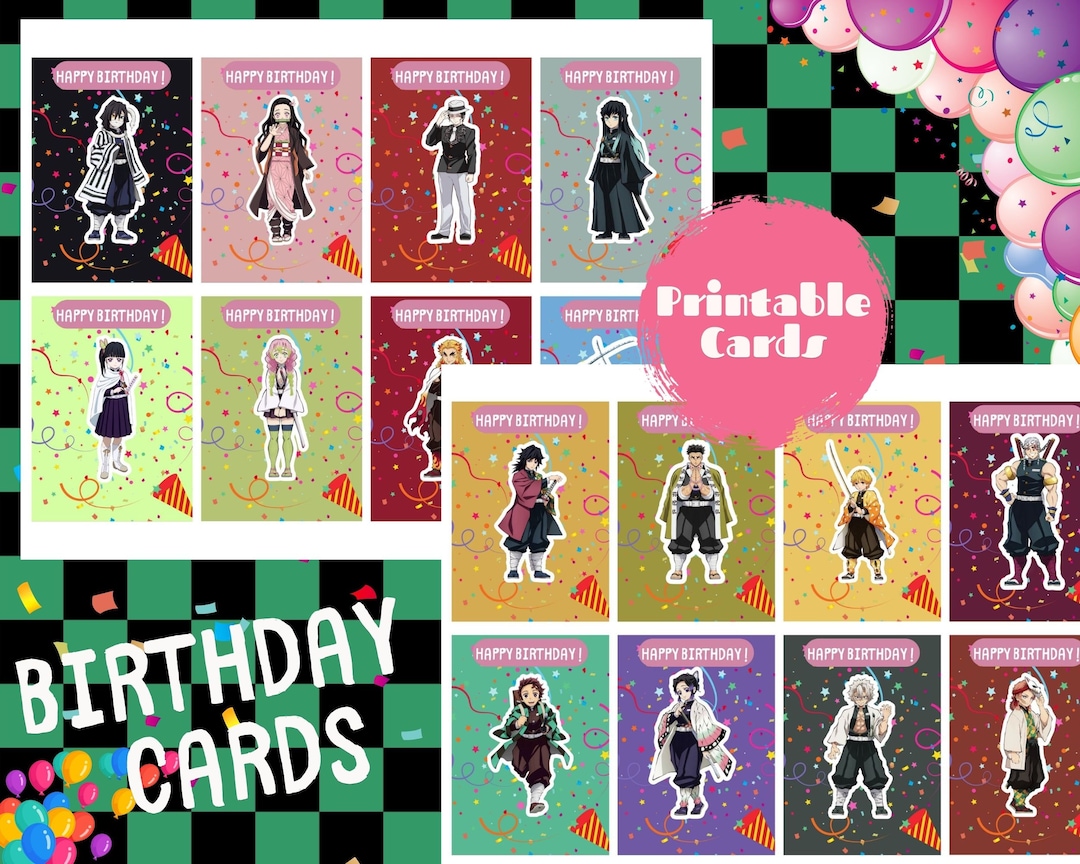 Printable Anime Birthday Card Anime Birthday Gift Birthday - Etsy