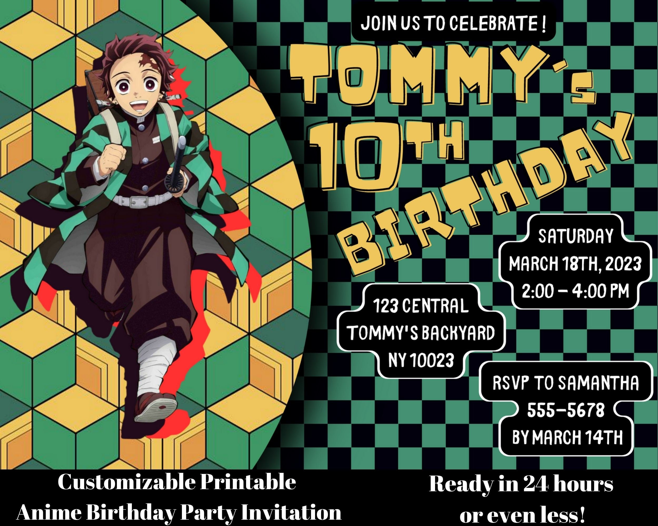 Printable Anime Birthday Invitation Made to Order - Etsy