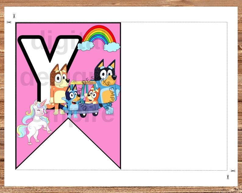 Printable Bluey Birthday Banners Pink Bluey Flags - Etsy