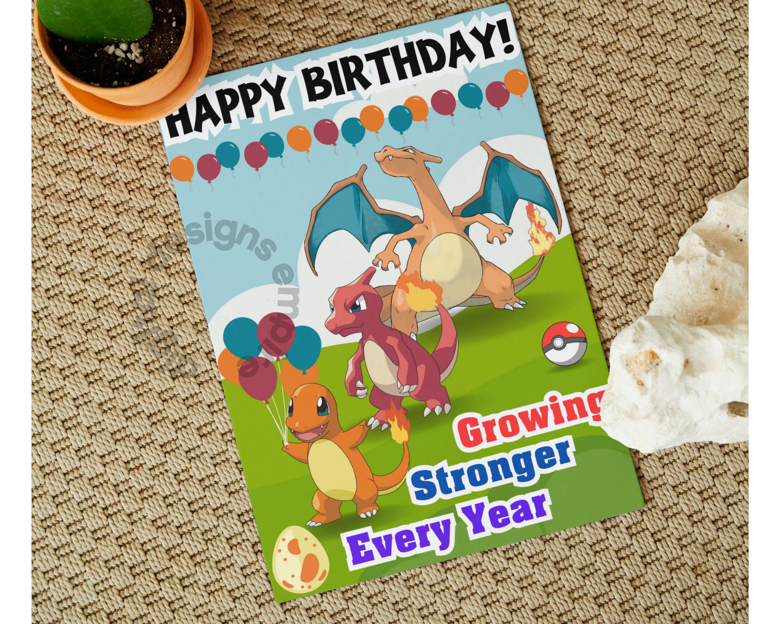 Pokemon Birthday Card Printable Charmander Birthday Card Etsy
