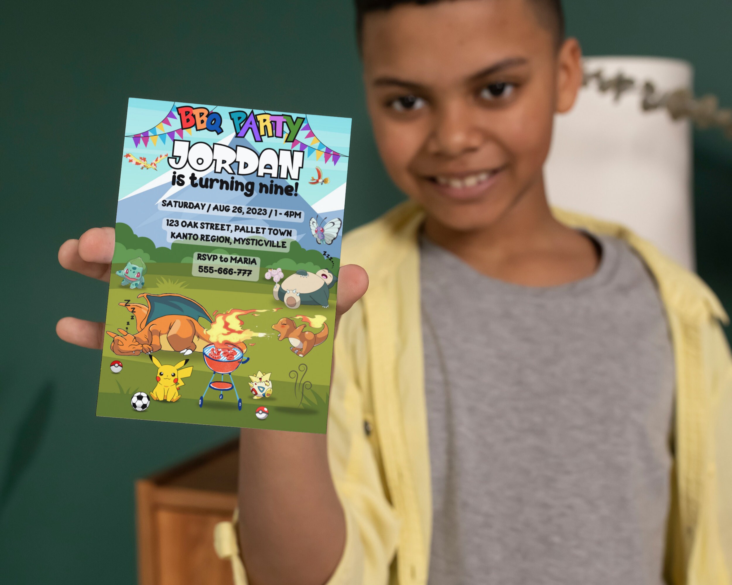 Anime Birthday BBQ Invitation for Kids Printable BBQ Party Etsy