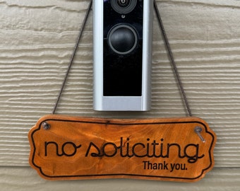 Rustic Solid Hardwood No Soliciting Sign, Outdoor Home Decor, Entryway Sign