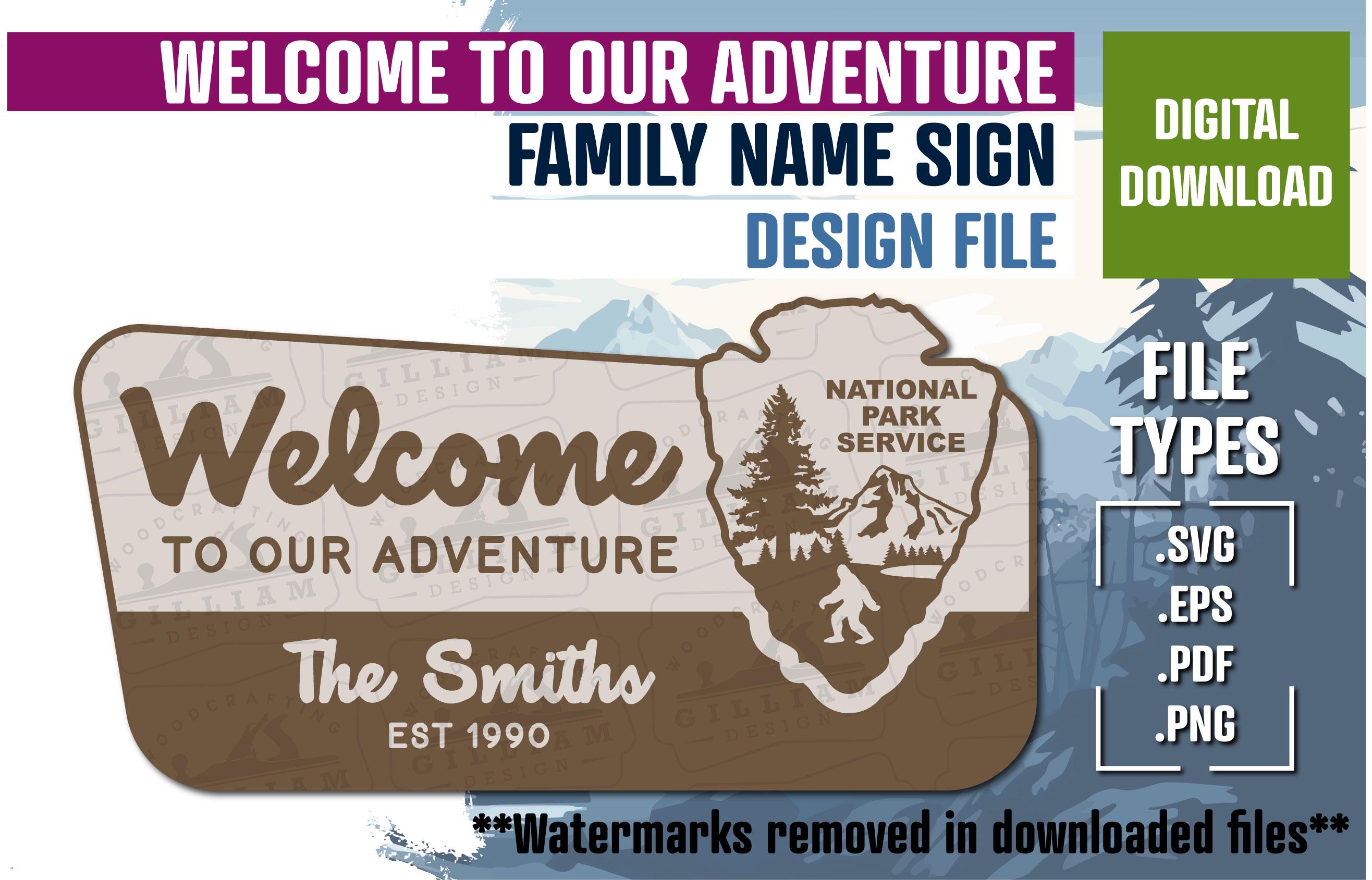 National Park Sign Design: Adventure Welcome SVG PNG PDF (digital