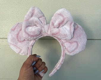 Fluffy Heart Ears || Valentine’s Ears || Sweethearts nite| Pink Ears | Mickey Inspired |Minnie Inspired | Love | Hearts |