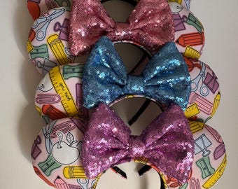 Sequin & Supplies Ears || Teacher Appreciation Ears|| Teacher Appreciation Week || Back to School || Teachers|| Minnie Ears || Teacher Ears