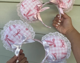 Coquette Bow Ears  || Coquette Ears || Coquette pink ears || Coquette|| Mouse Ears || Bow Ears