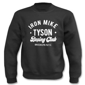 May include: Black sweatshirt with white text that reads "Iron Mike Tyson Boxing Club Brooklyn N.Y.C."