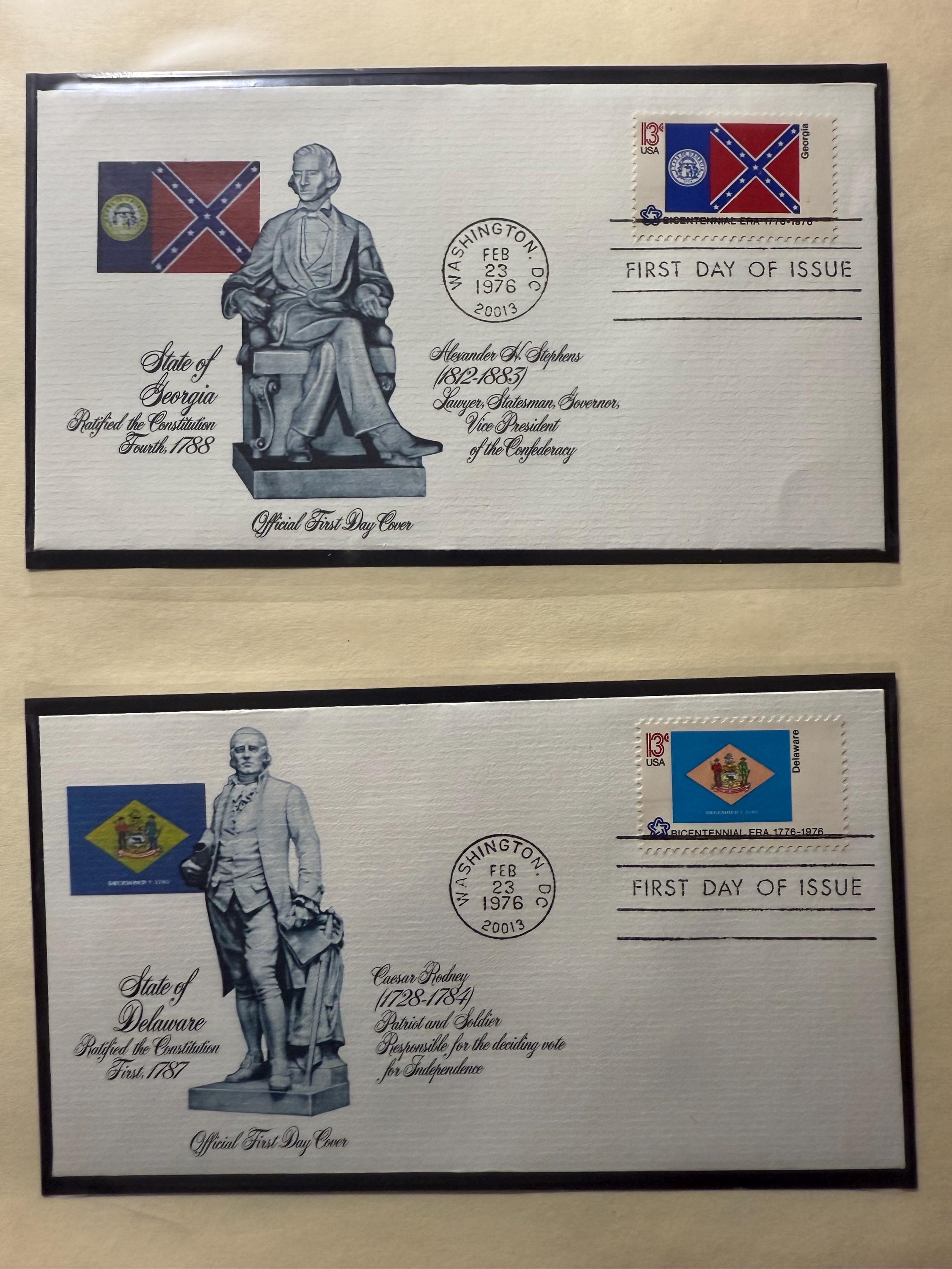 1976 Bicentennial First Day Cover Set: 50 State Flags & Historic  display picture 1