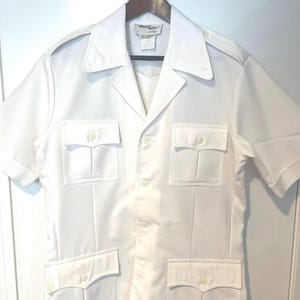 Vintage 1970s Tori Richard Honolulu White Medium Polyester Collar Shirt Hawaii
