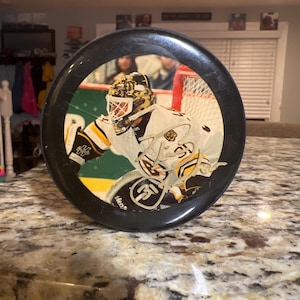 Blaine Lacher Bruins Signed Hockey Puck