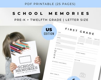 School Memories (US Edition) | School Memory Binder | Printable | Digital | Portrait | Letter