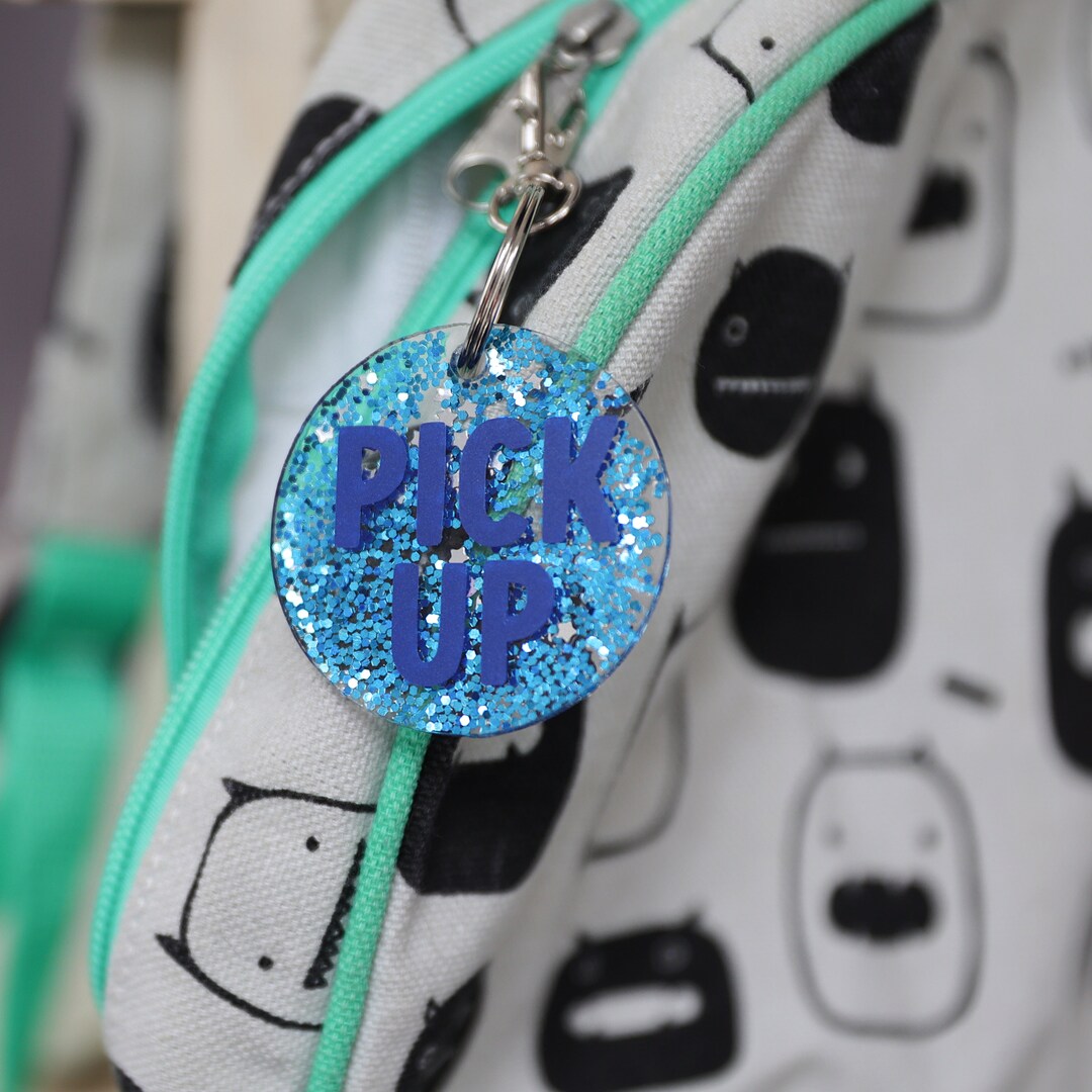 School Pick up Tags School Reminder Keyrings Home Time Bag Tags Catch