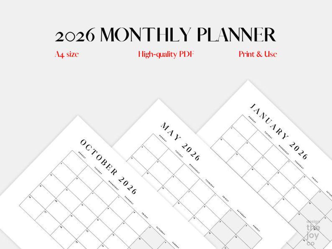 2026 Monthly Planner Printable | Minimalist Landscape Calendar PDF ...