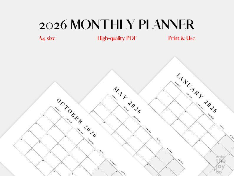 2026 Monthly Planner Printable | Minimalist Landscape Calendar PDF ...
