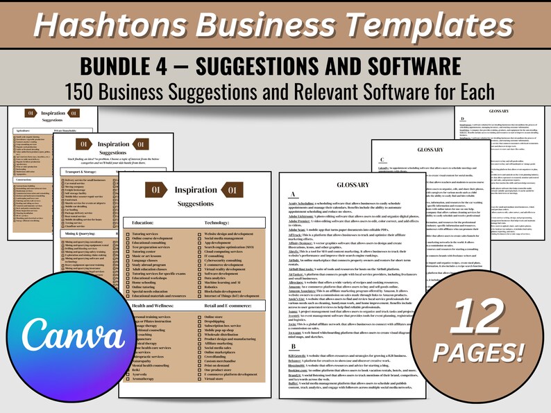 Business Plan Template Bundle for Side Hustles, 141 Page Template