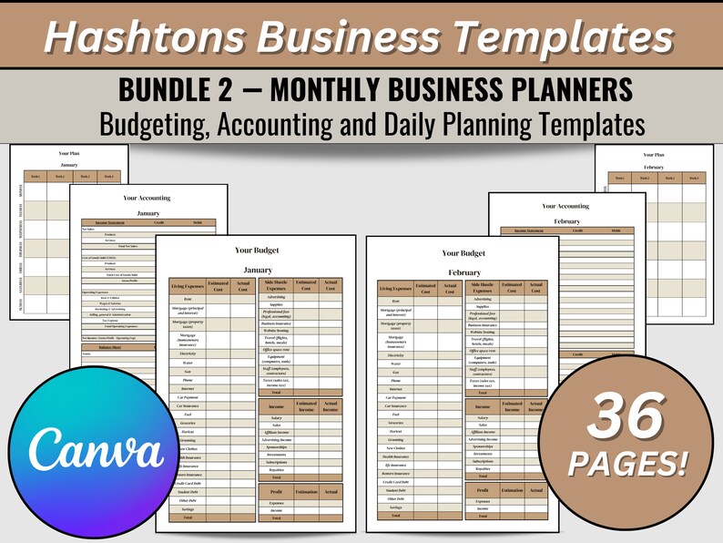 Business Plan Template Bundle for Side Hustles, 141 Page Template