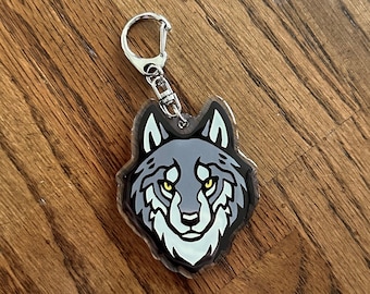 Grey wolf head Acrylic Keychain