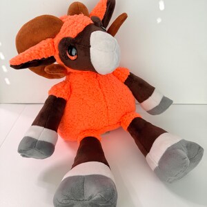Handmade Neon Orange Ram Plushie | Sheep Plush