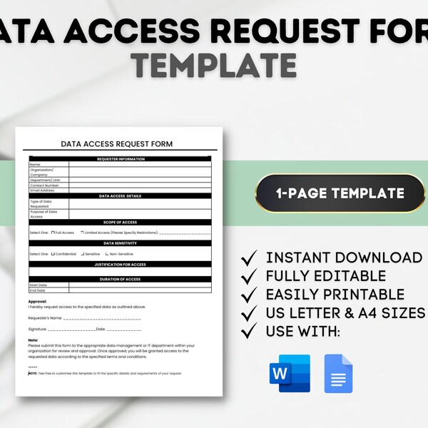 Data Access Request Form Template Data Request Form Template Data ...