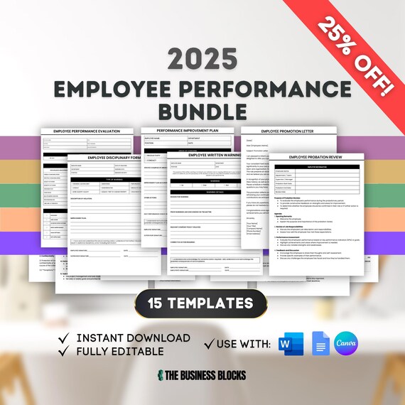 Employee Performance Review Templates: HR Evaluation Forms (Digital Download)