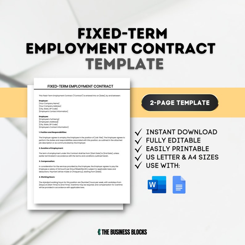 Fixed term Employment Contract Template Temporary Job Agreement 