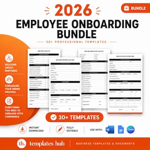 Employee Onboarding Template Bundle: New Hire Checklist (Canva, Word, Google Docs)