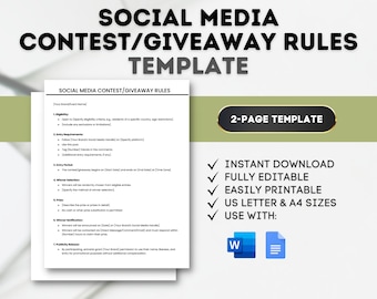 Social Media Contest Rules Template: Giveaway Terms (Google Docs, MS Word)