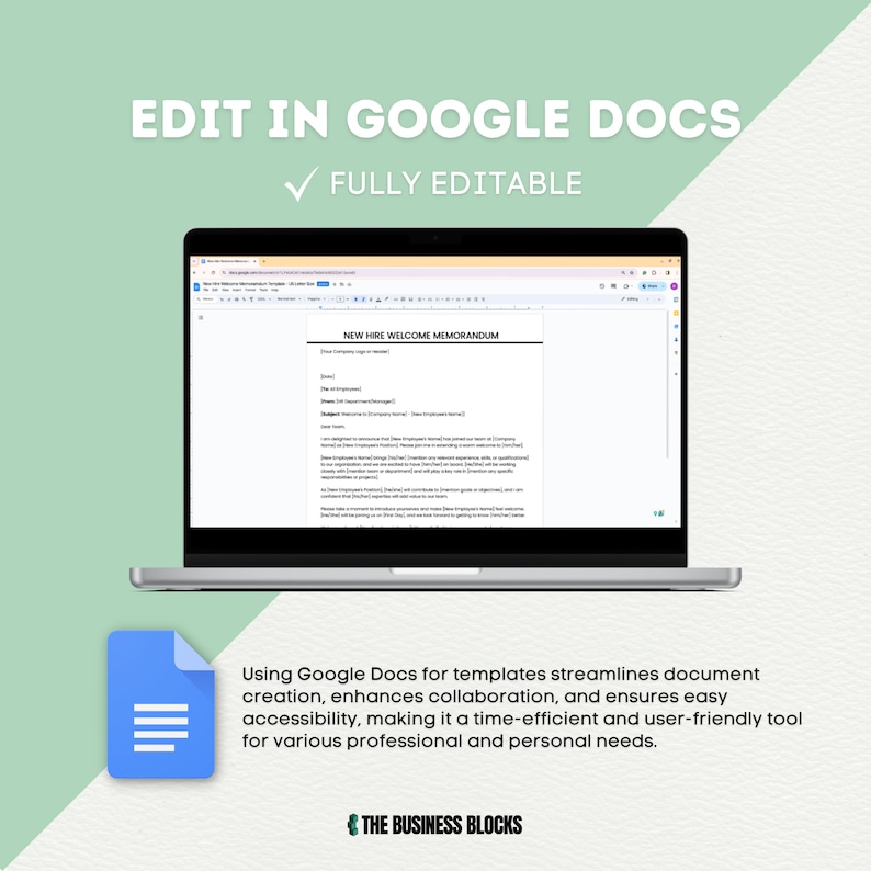 New Hire Welcome Memorandum Template: Employee Onboarding (google Docs ...