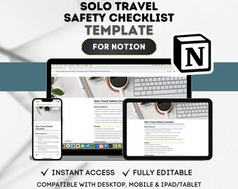 Notion Solo Travel Safety Checklist Template (Digital Download)