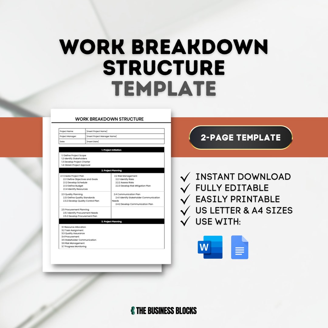 Work Breakdown Structure Template Project Management Task Tracker Small ...