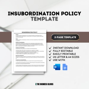 Insubordination Policy Template Human Resources Employee Onboarding HR Templates Employee Agreement Business Templates Office Agreements