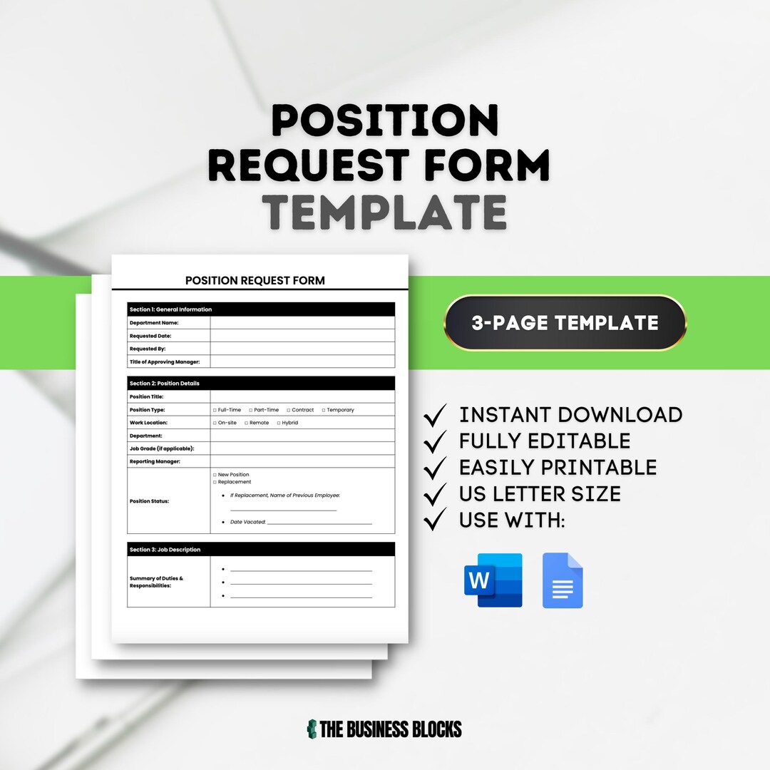 Position Request Form Template: Employee Job Role Change (digital ...