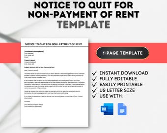 Notice to Quit Template: Rent Arrears, Eviction Notice (Google Docs, MS Word)