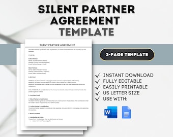 Silent Partner Agreement Template: Editable Business Contract (Google Docs, MS Word)