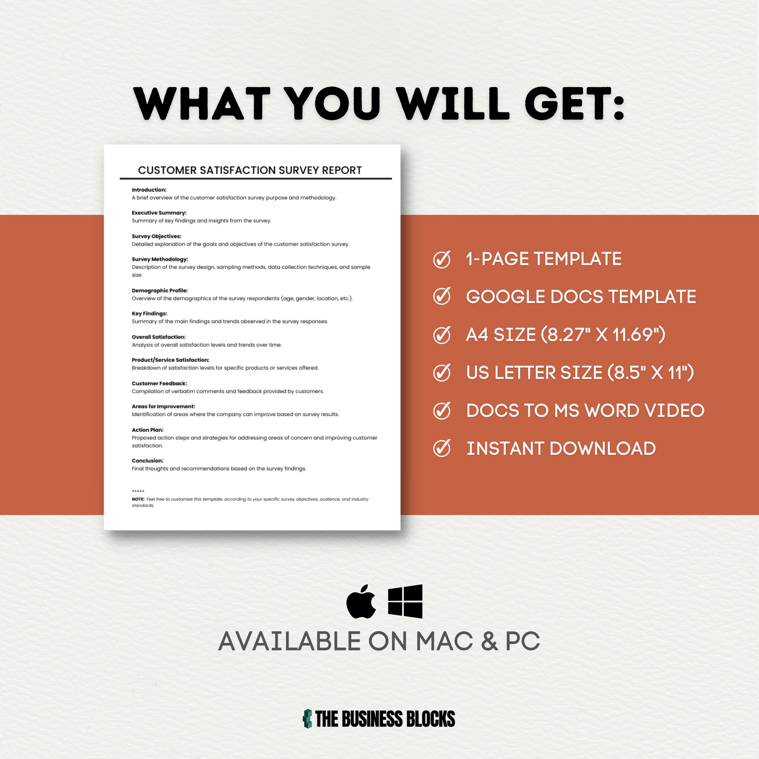 Customer Satisfaction Survey Report Template (google Docs, MS Word) - Etsy