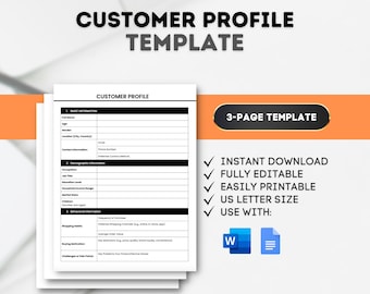 Customer Profile Template: Client Profile Worksheet (Digital Download)