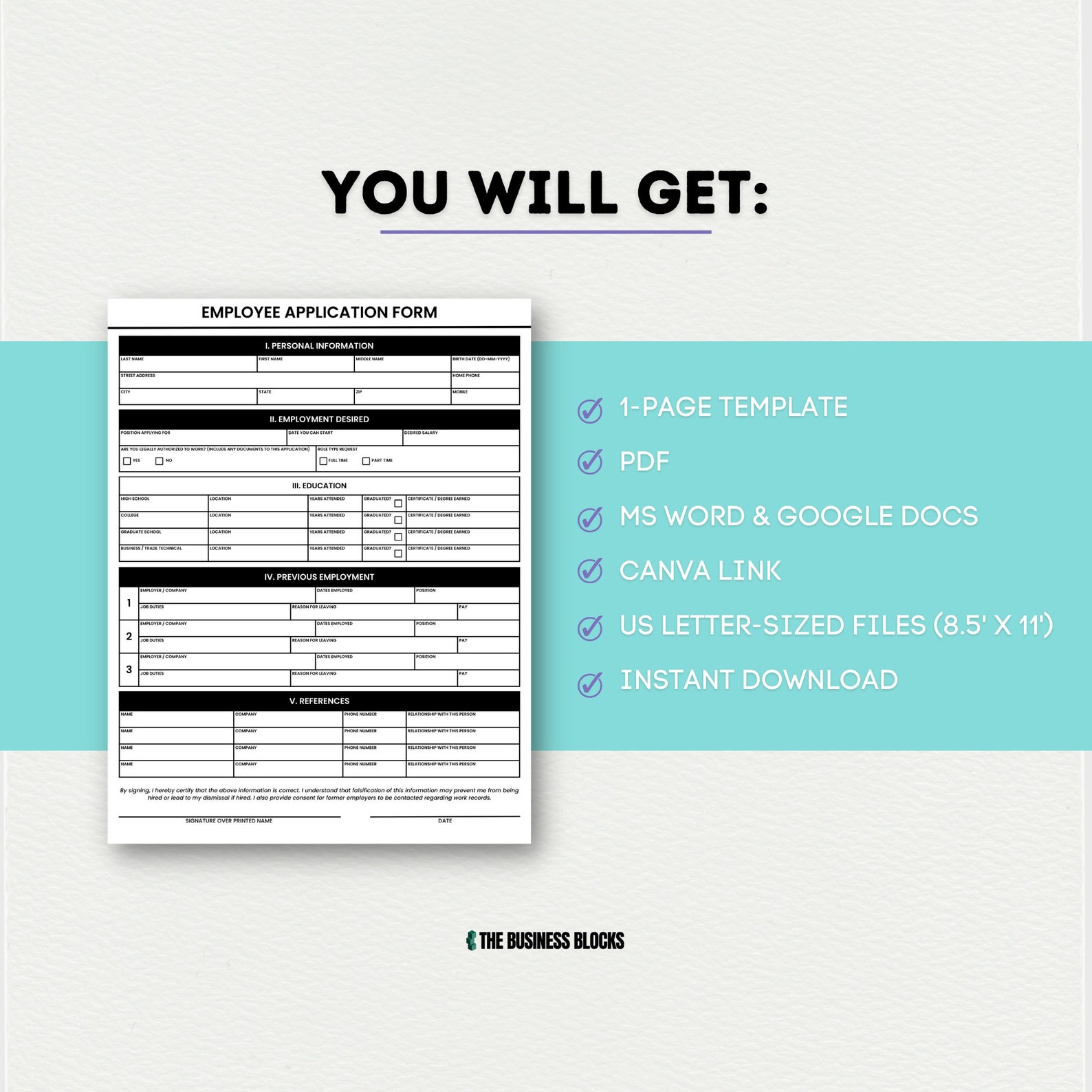 Employment Application Form Job Application Template Employee ...