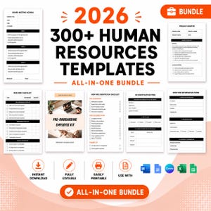 HR Templates: Employee Onboarding, Handbook, Forms (Digital Download)