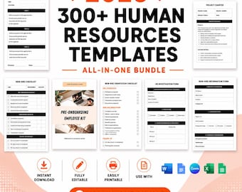 HR Templates: Employee Onboarding, Handbook, Forms (Digital Download)